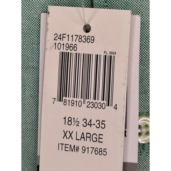 Tommy Hilfiger Green Button Long Sl Shirt 18 1/2 sleeve 34/35 XXL Reg Fit NWT - Picture 6 of 7